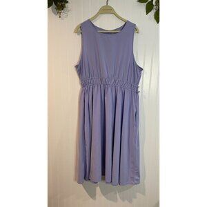 Zella Lavender Sleeveless Midi Dress With Cinched Waist & Pockets Size Large